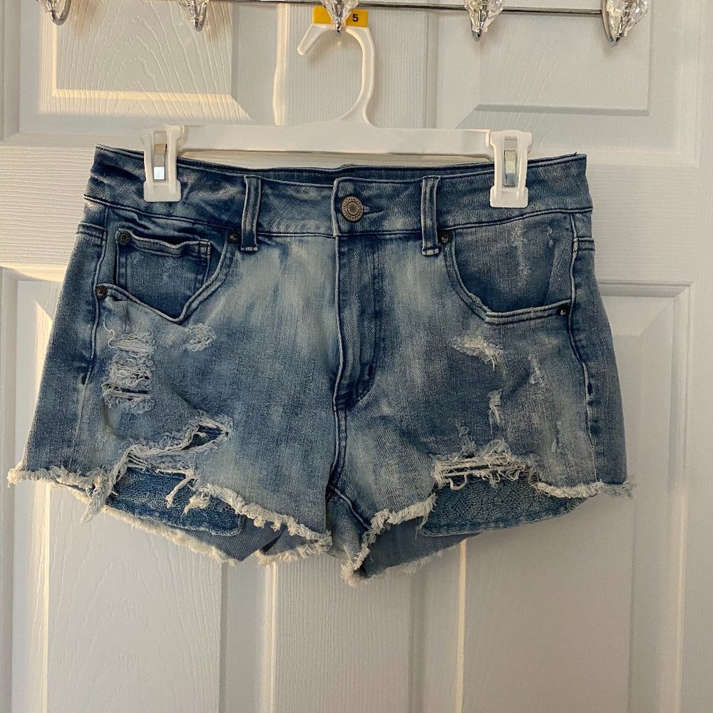 High Rise Stretchy Distressed Shorts